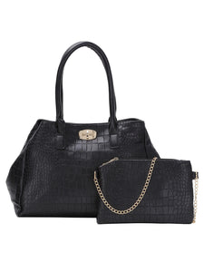 5pcs Faux Crocodile Embossed Leather Bag Set