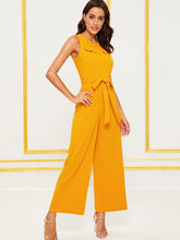 Load image into Gallery viewer, Zip Front Belted Wide Leg Jumpsuit