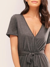 Load image into Gallery viewer, Surplice Neck Rolled Sleeve Belted Jumpsuit