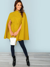 Load image into Gallery viewer, Button Front Self Belted Cape Coat