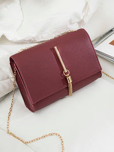 Tassel Decor Flap Chain Crossbody Bag