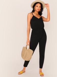 Solid Blouson Slip Jumpsuit