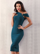 Load image into Gallery viewer, Adyce Asymmetrical Neck Midi Bandage Dress