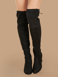 Almond Toe Stretchy Suede Over The Knee Boots