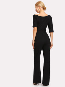 Button Detail Self Tie Jumpsuit