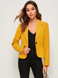 Solid Single Button Blazer