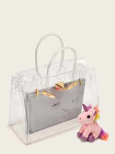 Metal Buckle Clear Tote Bag