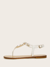 Load image into Gallery viewer, Faux Pearl Decor Toe Post Sandals