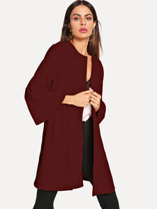 Flounce Sleeve Open Front Coat