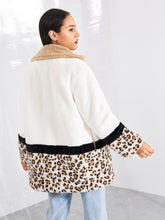 Load image into Gallery viewer, Cut and Sew Leopard Panel Faux Fur Teddy Coat