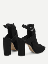 Load image into Gallery viewer, Plain Buckle Decorated Chunky Heels