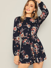 Load image into Gallery viewer, Floral Print Belted Romper