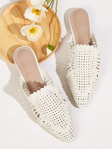 Point Toe Braided Flat Mules