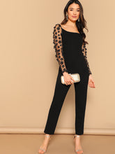 Load image into Gallery viewer, 3D Applique Mesh Sleeve Tailored Jumpsuit