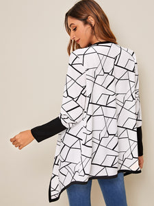 Geometric Waterfall Collar Coat