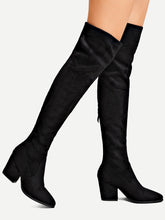 Load image into Gallery viewer, Back Zipper Block Heeled Suede Boots