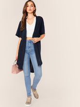 Load image into Gallery viewer, Twist Back Dip Hem Rib-knit Coat