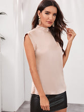 Load image into Gallery viewer, Draped Back Button Detail Satin Top