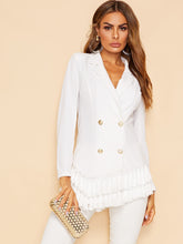 Load image into Gallery viewer, Notched Collar Double Breasted Layered Tassel Hem Blazer