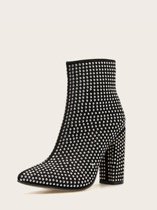 Studded Side Zip Chunky Boots