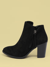 Load image into Gallery viewer, Almond Toe High Shaft Block Heel Ankle Boots