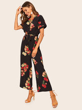 Load image into Gallery viewer, Floral Print Belted Jumpsuit