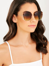 Load image into Gallery viewer, Pearl Detail Metal Rim Faceted Lens Sunglasses