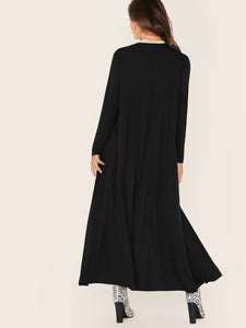 Solid Waterfall Neck Longline Coat