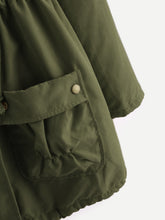 Load image into Gallery viewer, Fleece Lined Pocket Front Drawstring Parka Coat