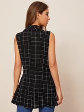 Load image into Gallery viewer, Plaid Shawl Collar Belted Vest Blazer