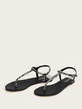 Load image into Gallery viewer, Snakeskin Toe Post Ankle Strap Sandals