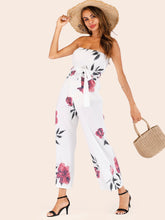 Load image into Gallery viewer, Floral Print Belted Tube Jumpsuit