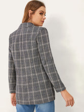 Load image into Gallery viewer, Notch Collar Double Breasted Plaid Blazer