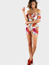 Load image into Gallery viewer, Palm Leaf Layered Knot Front Open Back Romper