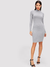 Load image into Gallery viewer, Mock Neck Heathered Knit Dress