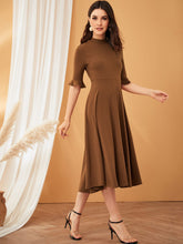 Load image into Gallery viewer, Bell Sleeve Ribbed Knit Midi Dress