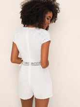 Load image into Gallery viewer, Lace Insert Surplice Front Solid Romper