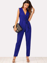 Load image into Gallery viewer, Zip Back Shawl Collar Knot Jumpsuit