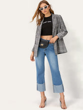 Load image into Gallery viewer, Notch Collar Double Breasted Plaid Blazer