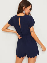 Load image into Gallery viewer, Scallop Edge Petal Sleeve Romper