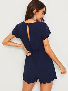 Scallop Edge Petal Sleeve Romper