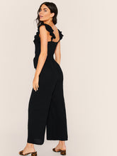 Load image into Gallery viewer, Button Detail Lace Ruffle Trim Sleeveless Jumpsuit