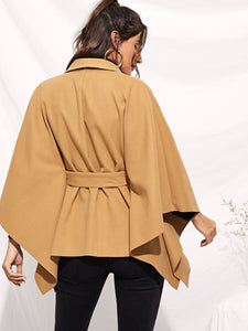 Tie Waist Cape Coat