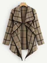 Load image into Gallery viewer, Plaid Waterfall Neck Jacket