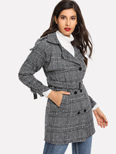 Load image into Gallery viewer, Self Belted Plaid Coat