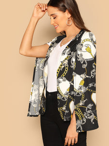 Chain Print Cape Blazer