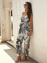 Load image into Gallery viewer, Plants Print Split Side Knot Hem Cami Jumpsuit