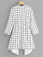 Load image into Gallery viewer, Waterfall Collar Grid Print Coat