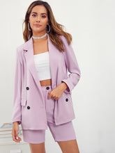 Load image into Gallery viewer, Notch Collar Double Breasted Blazer