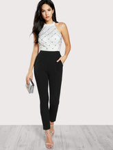 Load image into Gallery viewer, Riveted Plaid Embellished Halter Fitted Jumpsuit